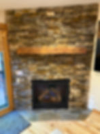 Custom ledger stone rustic fireplace in Incline Village