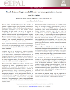 Modelo de desarrollo, precariedad laboral y nuevas desigualdades sociales en América Latina