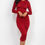 Thumbnail: Ruched Long Sleeve Midi Dress in Winery