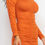 Thumbnail: Ruched Long Sleeve Midi Dress in Mango