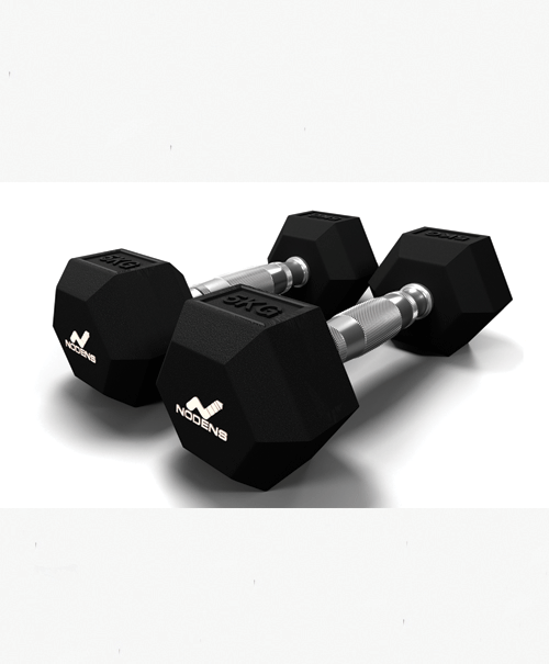 Nodens Rubber Chrome Hex Dumbbells
