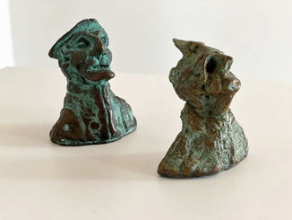 Honore Daumier pair of 2 figurative bronze green patina sculptures.  Lot 167 cfaauctions