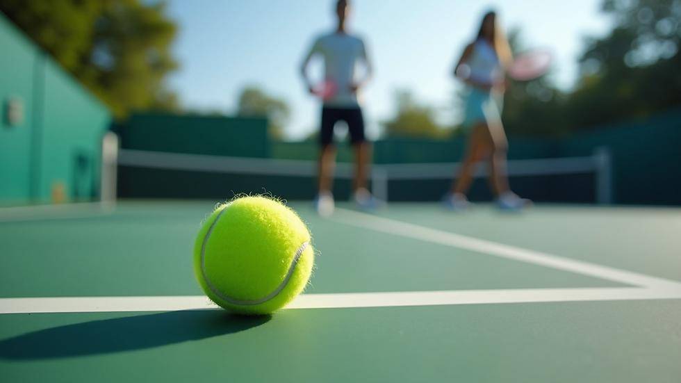 Eye-level view of a padel court with players ready to serve