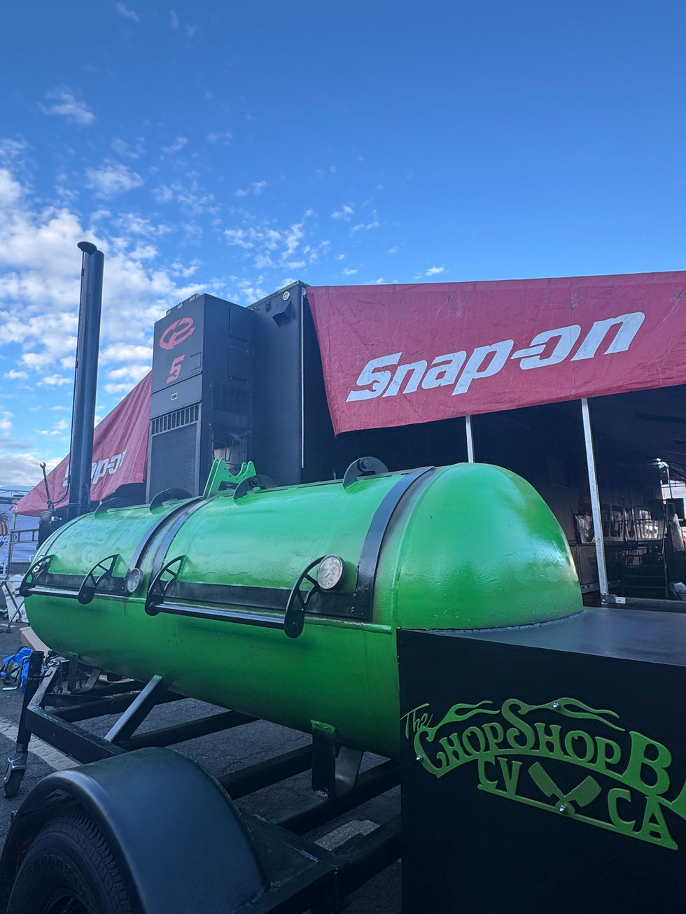 Our offset smoker in the snap-on funny car pits