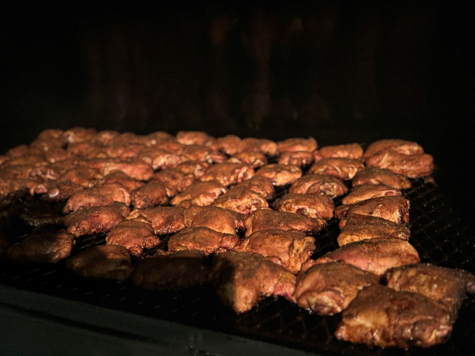 Wood-smoked chicken thighs