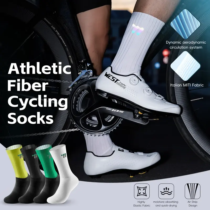 Miniatura: Summer Aero Knee-High Cycling Socks with Anti-Slip Silicone for Men