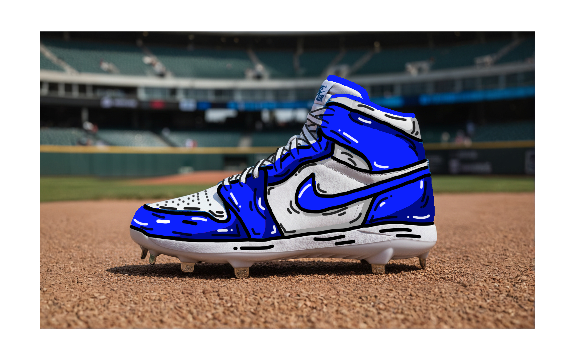 Cartoon Jordan 1 Baseball cleats - Blue