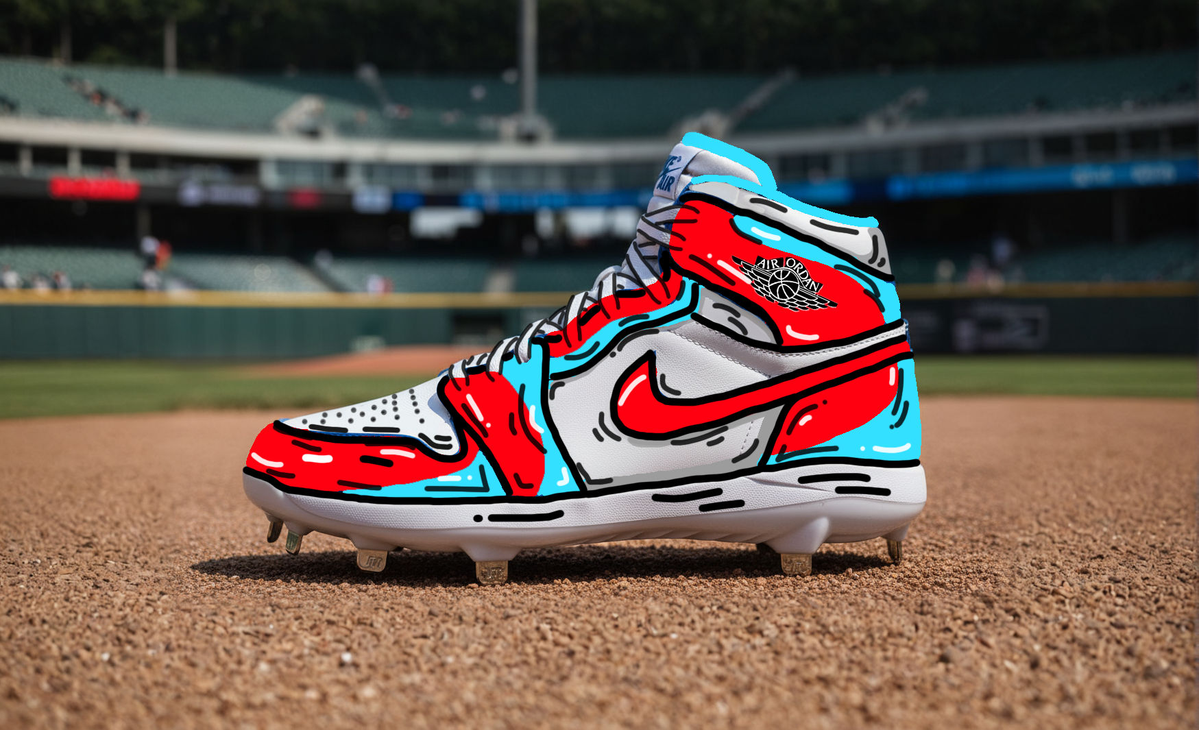 Cartoon Jordan 1 Baseball cleats - Snowcone