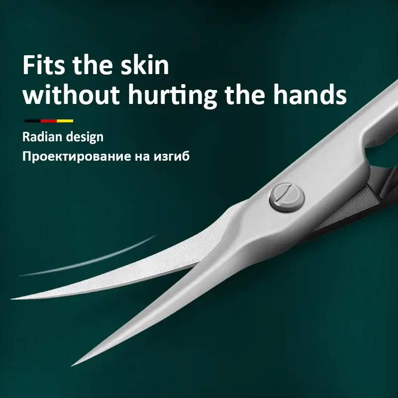 Thumbnail: Stainless Steel Curved Tip Thin Blade Cuticle Scissors Nail Clippers Trimmer Man