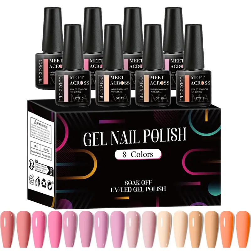 Thumbnail: 8Pcs/Set Fluorescent Gel Nail Polish Set Summer Colorful Semi Permanent Nail Art