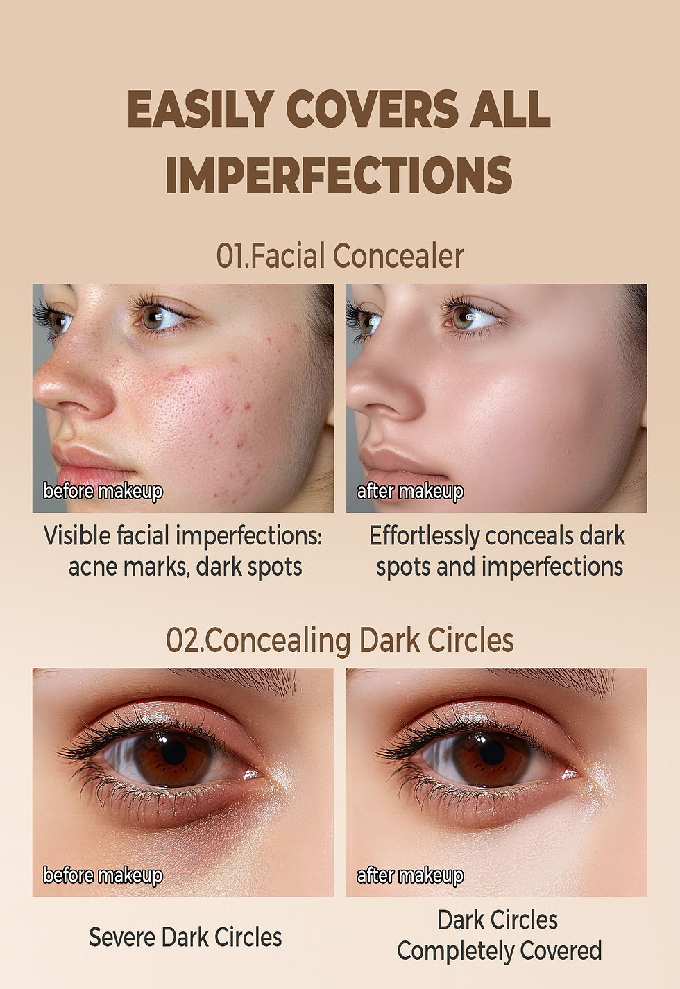 Thumbnail: Hydrating Eye Brightening Concealer&Contour Cream-Full Coverage,Long Lasting,Cor