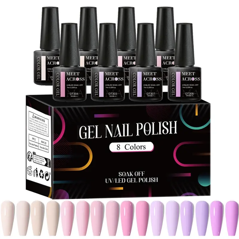 Thumbnail: 8Pcs/Set Fluorescent Gel Nail Polish Set Summer Colorful Semi Permanent Nail Art