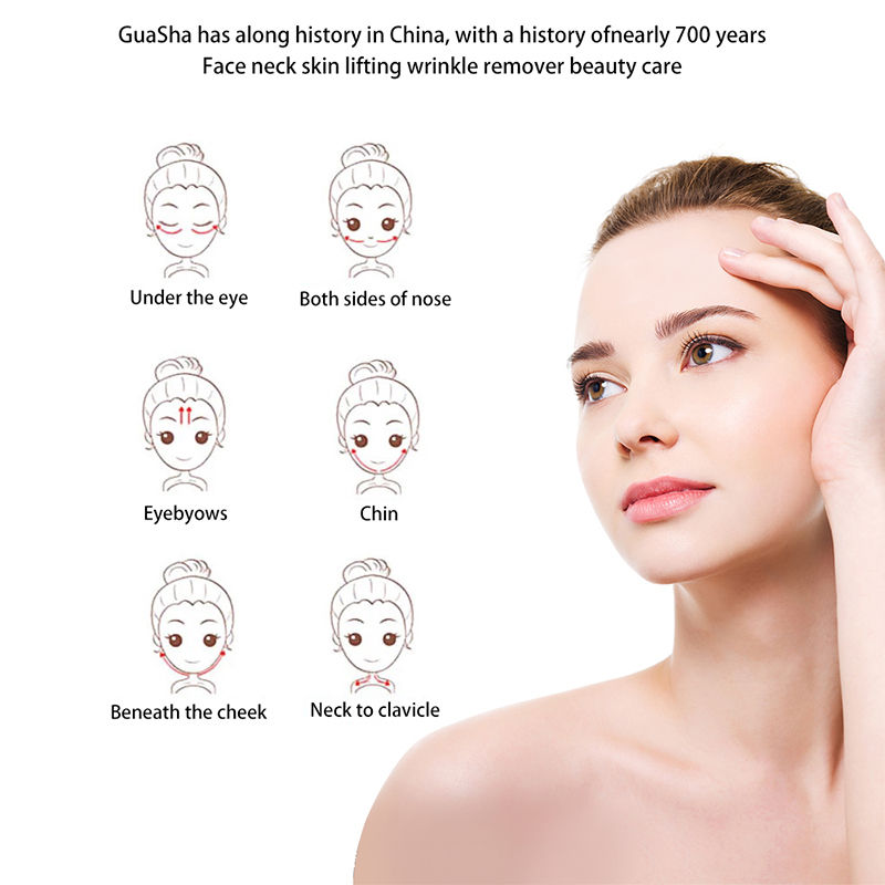 Thumbnail: Natural Stone GuaSha Jade Facial Beauty Scraping Massage Tools Firm Skin Care Fa