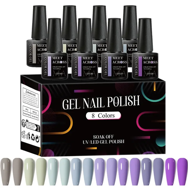 Thumbnail: 8Pcs/Set Fluorescent Gel Nail Polish Set Summer Colorful Semi Permanent Nail Art