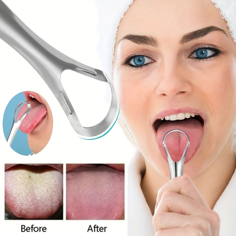Stainless Steel Tongue Scraper Set with Portable Case Odorless, Oral Care Tool f