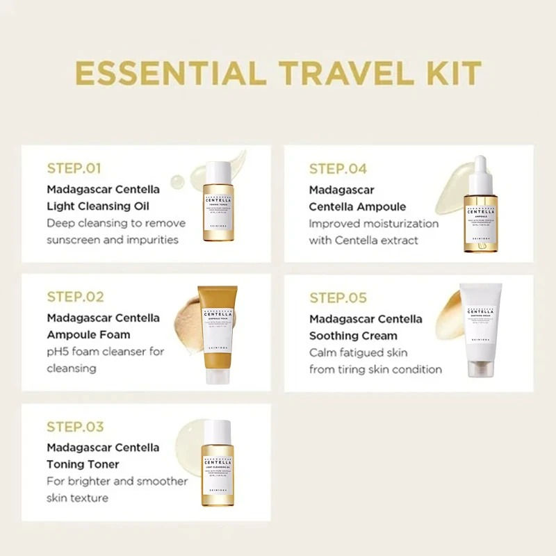 Thumbnail: Korean Centella Travel Kit, Toner,Ampoule,Soothing Cream,Cleansing Oil,Ampoule F