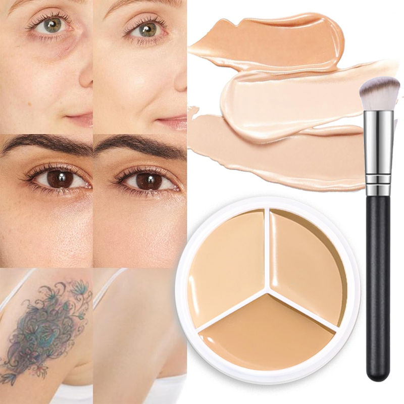 Thumbnail: 3-Color Concealer Palette Professionally Covers Dark Circles Around Eyes and Fac