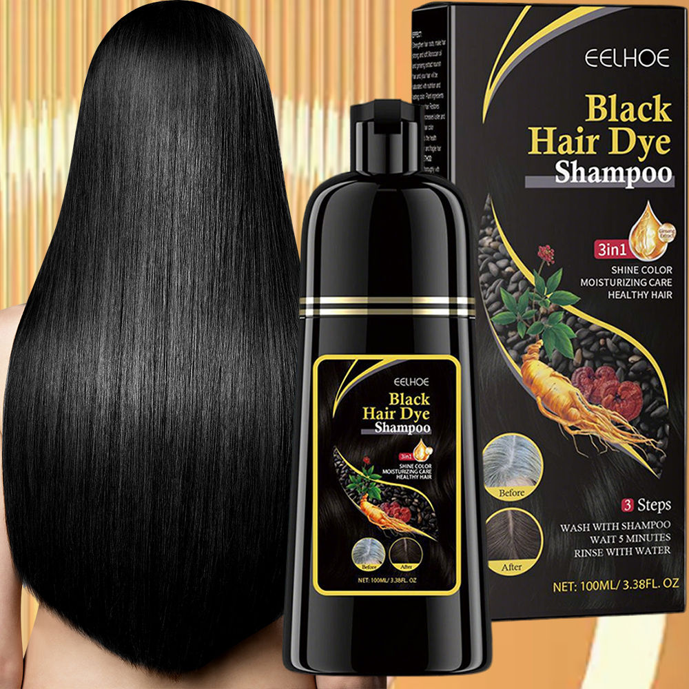 3 In 1 Instant Coloring Shampo Change Hair Color Gray Hair to Black Natural Blac