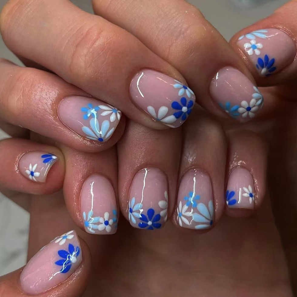 Thumbnail: 24pcs Blush Pink Press On Nails White French Style Short Square False Nail Tips 