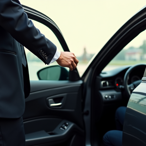 Chauffeur opening car door for VIP passenger