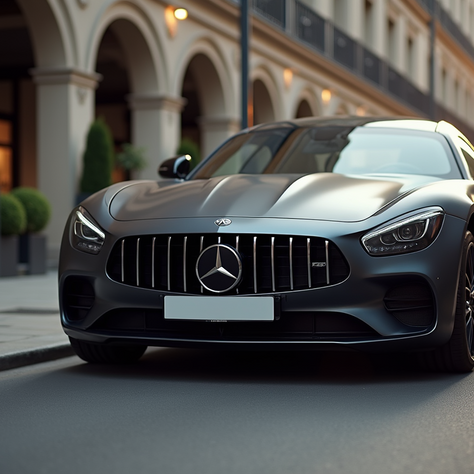 A luxurious car waiting outside a high-end hotel