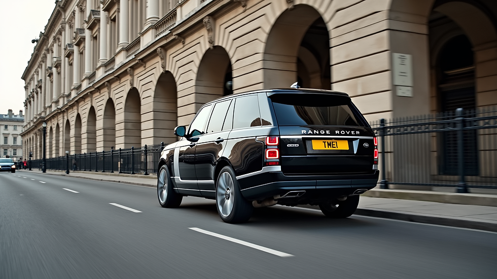 High angle view of a Range Rover Autobiography parked near a London landmark