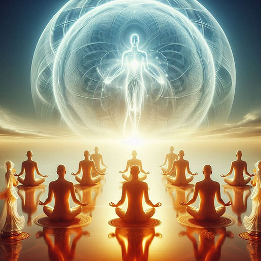 Serene depiction of reincarnation, symbolizing the soul's journey through life, death, and rebirth across different cultures.