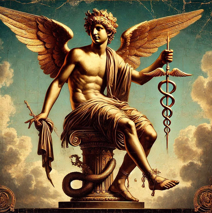 God of Commerce, Thievery, Communication, and Travelers; Messenger of the Gods; Guide of Souls.