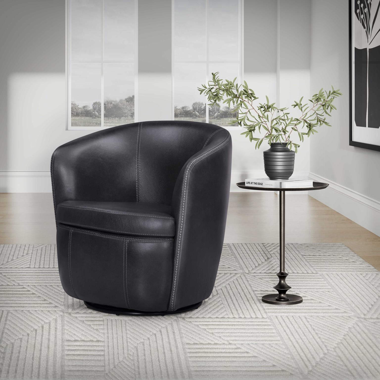 Parker House Barolo Swivel Club Chair in Onyx