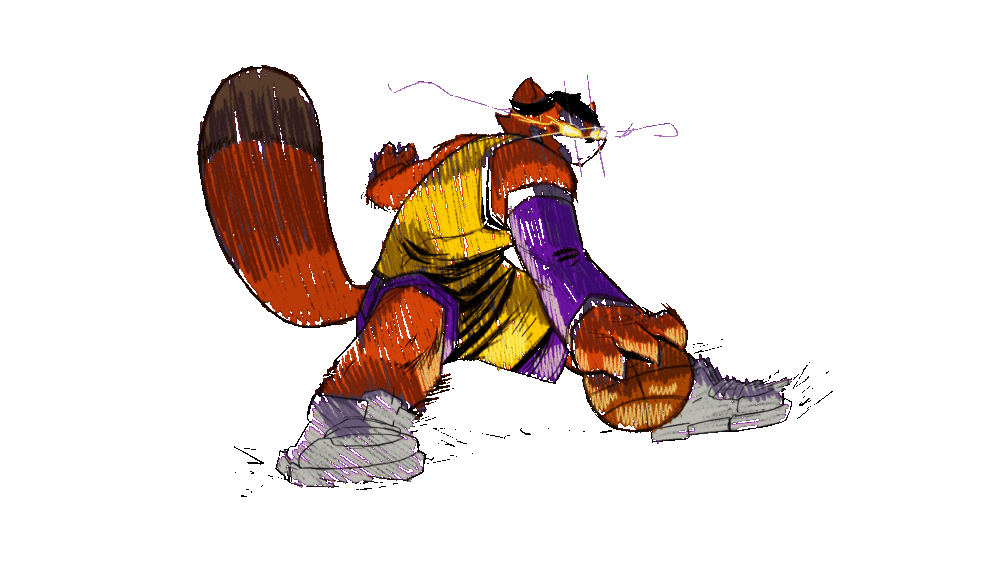 Monster Red Panda dribbling a basketball