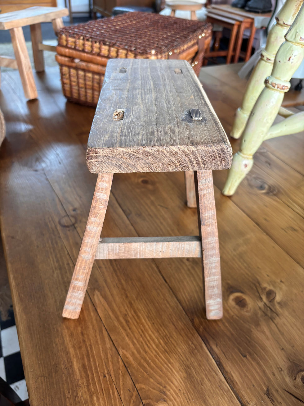 Thumbnail: Vintage rustic elm wood stool