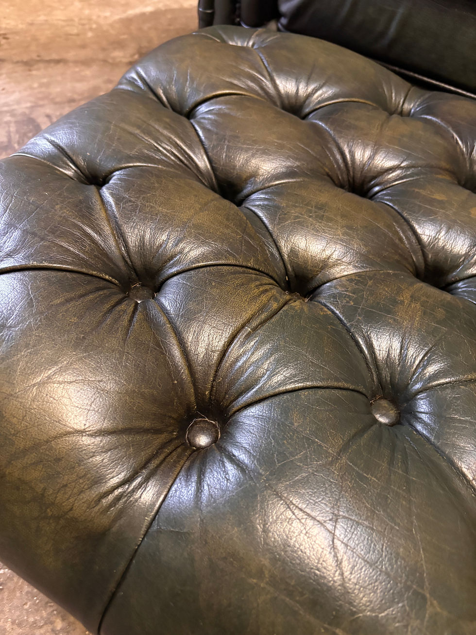 Thumbnail: Green chesterfield with ottoman 