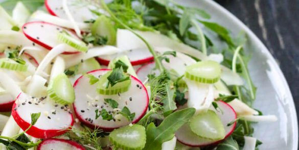 Radish and fennel salad on a plate
