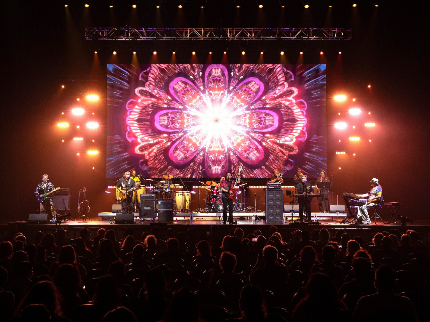 The Viva Santana Show band performing on stage