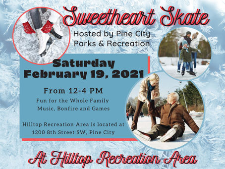 Pine City Parks & Recreation to Host Sweetheart Skate on Saturday