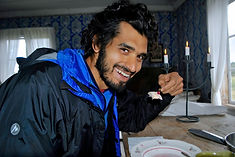 Anthony Morano from the Recipe Hunters, Eating Ostkaka, Sweden