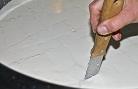 Cutting the Curds for Ostkaka Recipe, Sweden