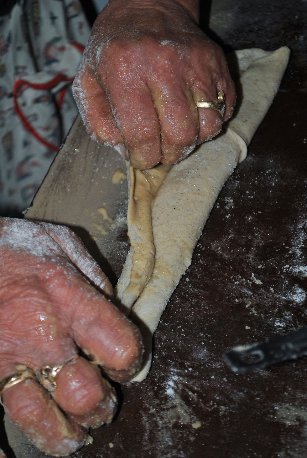 folding the tahini dough