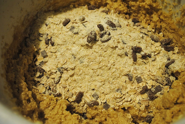 Adding Dry and Wet Ingredients; Gaja's Crunchy Chocolate Chip Cookies Recipe, Pazin, Croatia