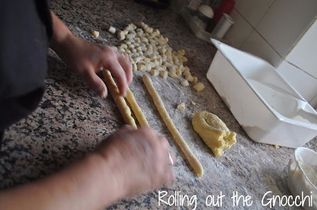 Rolling out the Pieces of Dough- Mamma Angela's Homemade Gnocchi Recipe
