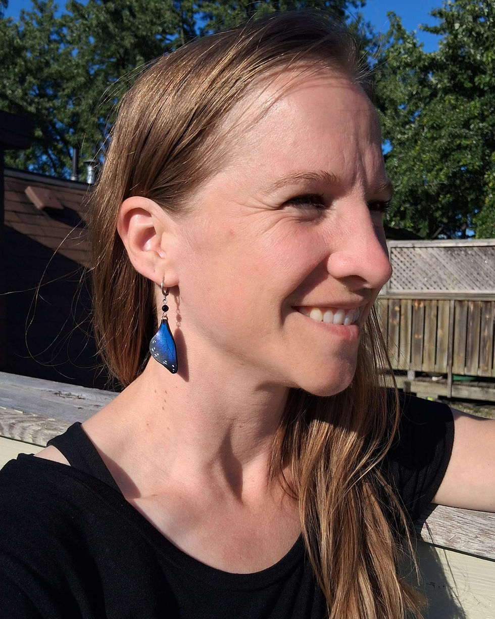 Thumbnail: Blue Morpho Butterfly Wing Earrings