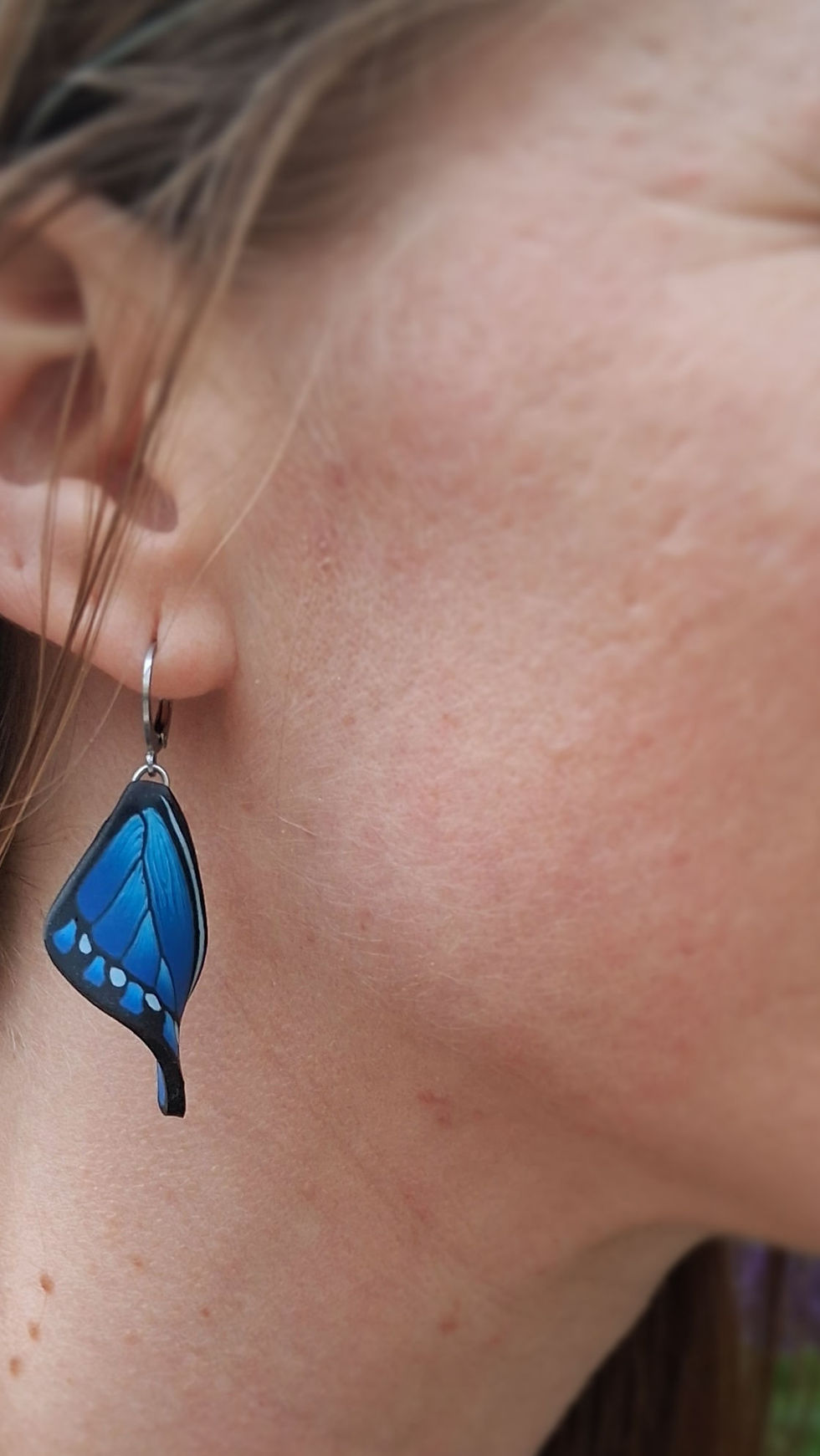 Thumbnail: Royal Azure Butterfly Wing Earrings 