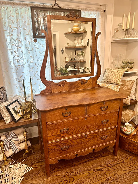 Antique Oak Dresser with Beveled Mirror | Dee Dee's Antique Oak Dresser with Beveled Mirror | Dee Dee's