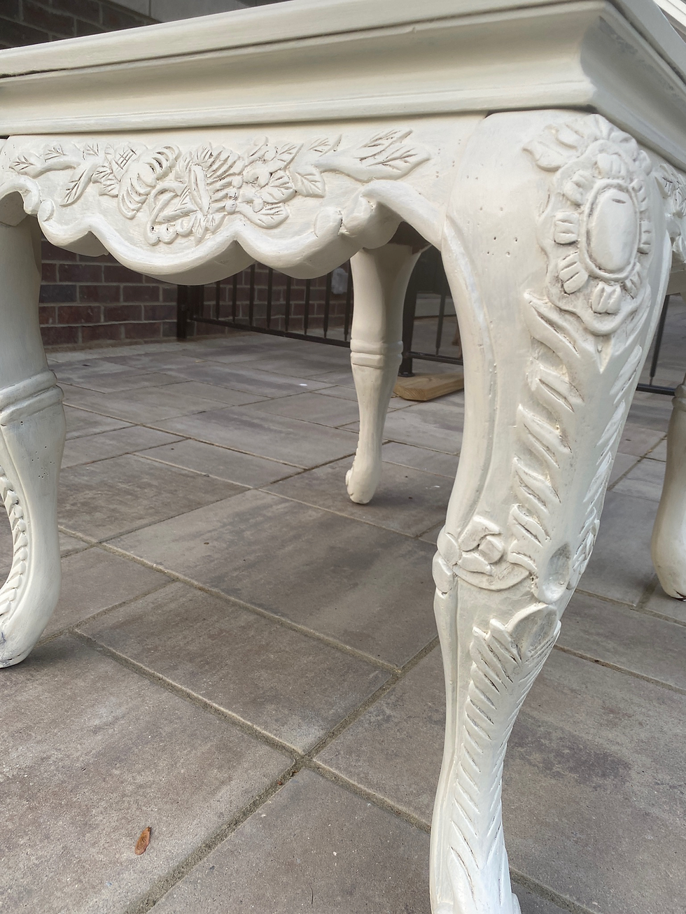 Thumbnail: Carved Wood Accent Table With Mirrored Glass Top