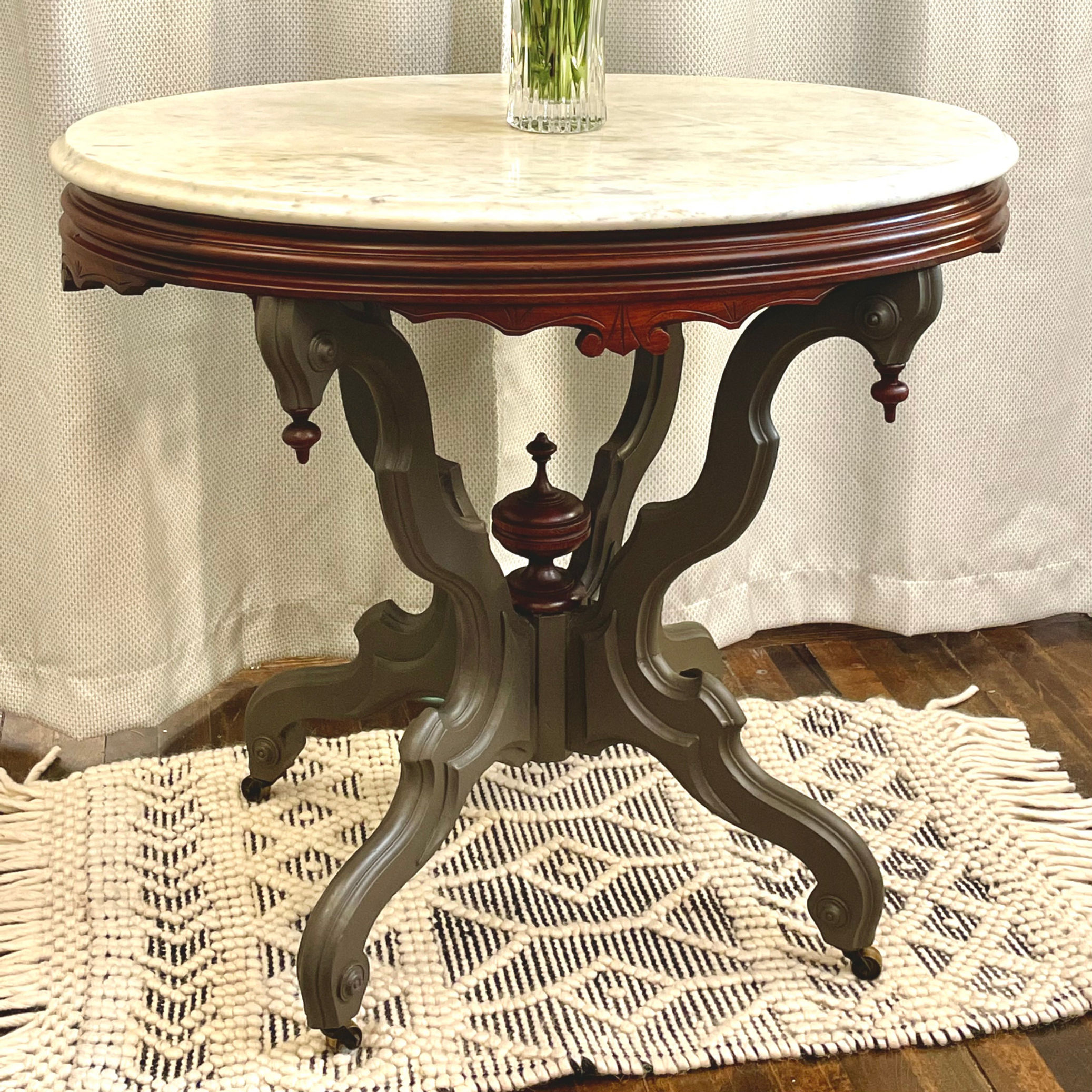 Eastlake Oval Marble Top Parlor Table