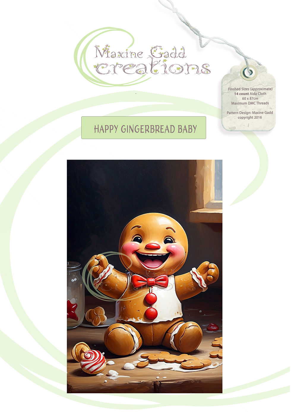 happy gingerbread baby 162 col DMC Threads 14 ct 335x502 Stitches (60.8 x 91.1