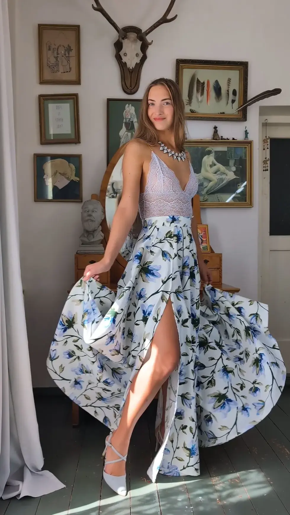 Thumbnail: PDF skirt pattern, wide evening skirt pattern for beginners, instant download