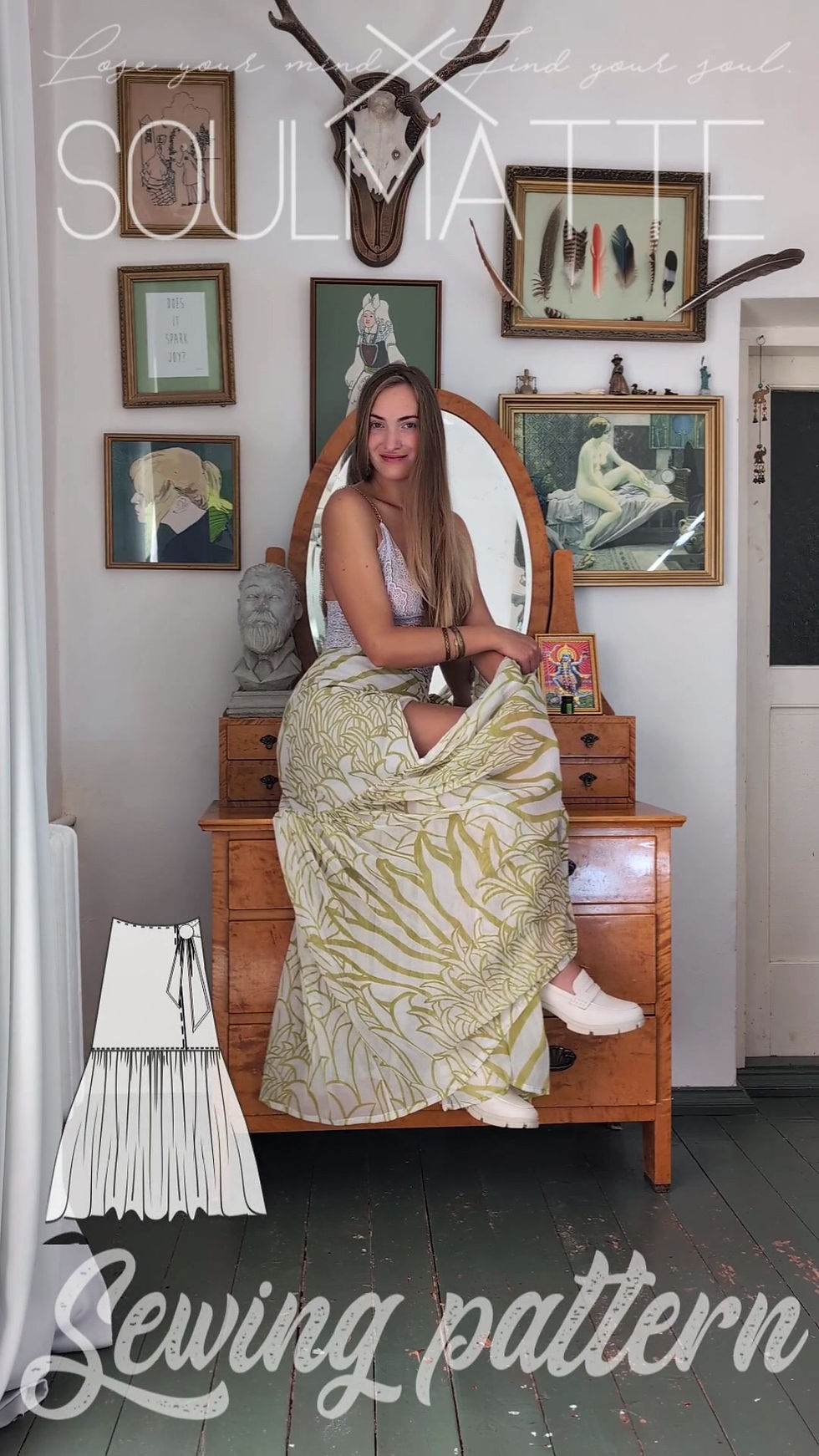 Thumbnail: Digital skirt pattern, wrap evening skirt pattern with bowl