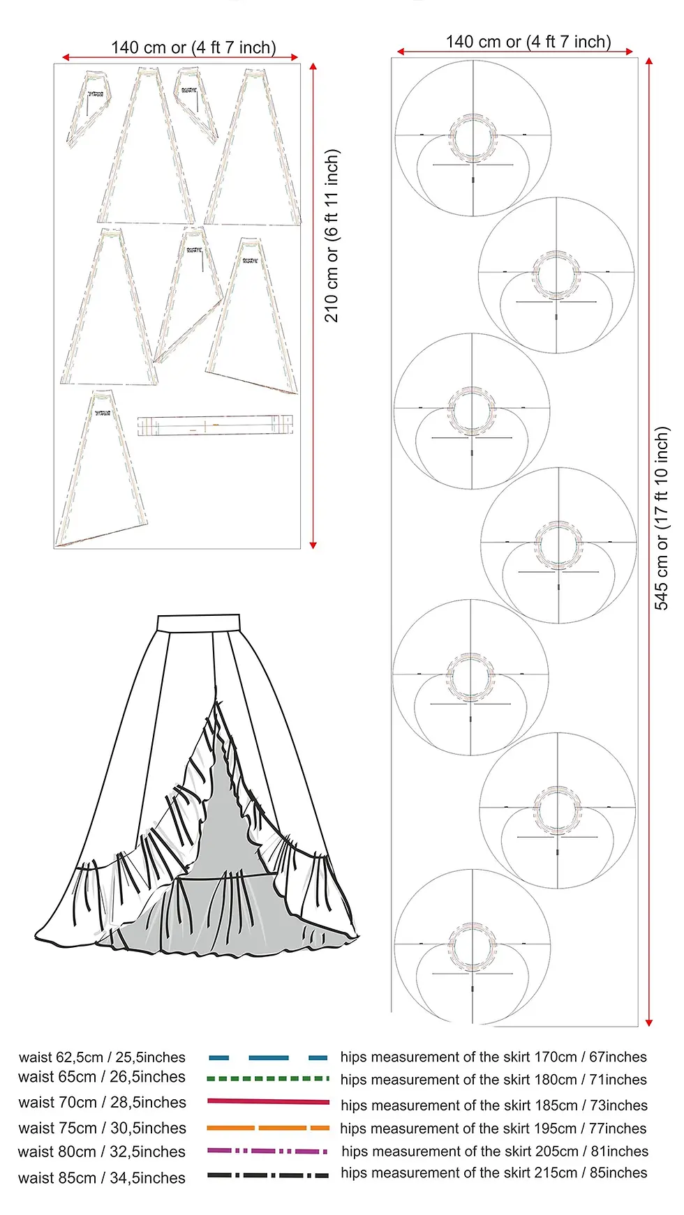 Thumbnail: Digital pattern A line skirt with big ruffles - Vergara skirt
