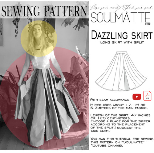 PDF skirt pattern wide evening skirt pattern for beginners instant